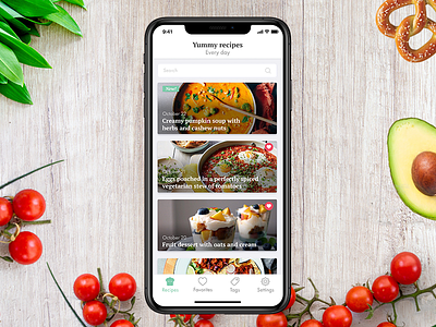 Recipes app for iOS cards food ios iphone recipes ui ux