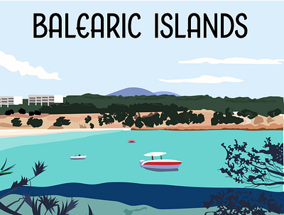 Balearic Islands airline colors design illustration poster poster design vintage vintage design