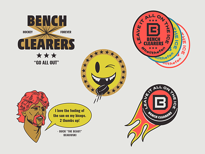 Bench Clearers Secondary Marks and Spot Illustrations badges brand identity branding colorful design hockey illustration sports vector