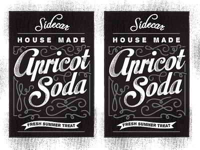 Sidecar Apricot Soda Labels 2-Up banner gritty grungy label retro script swash typography vintage