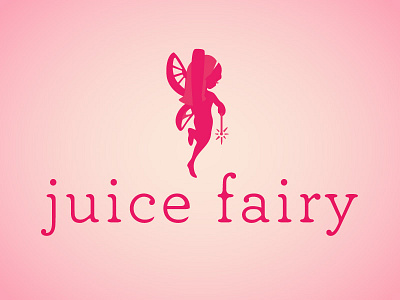 Juice Fairy Logo Concept branding child feminine fruit girly juice logo magic orange pink serif whimsical