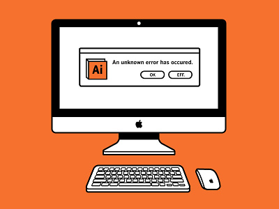 Adobe Illustrator Error Evil adobe apple computer error flat illustration illustrator mac message orange vector