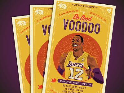 Throwback: The Dwight Lakers Voodoo Tarot Card basketball california card dwight howard halftone illustration lakers los angeles magic nba tarot voodoo
