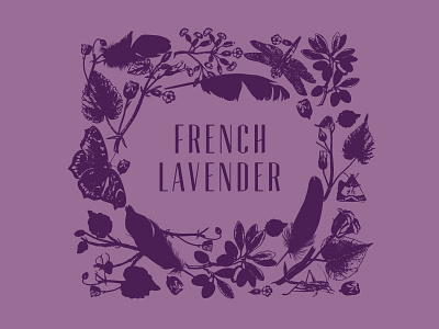 French Lavender Label Design feather feminine floral flowers label lavender nature purple wreath