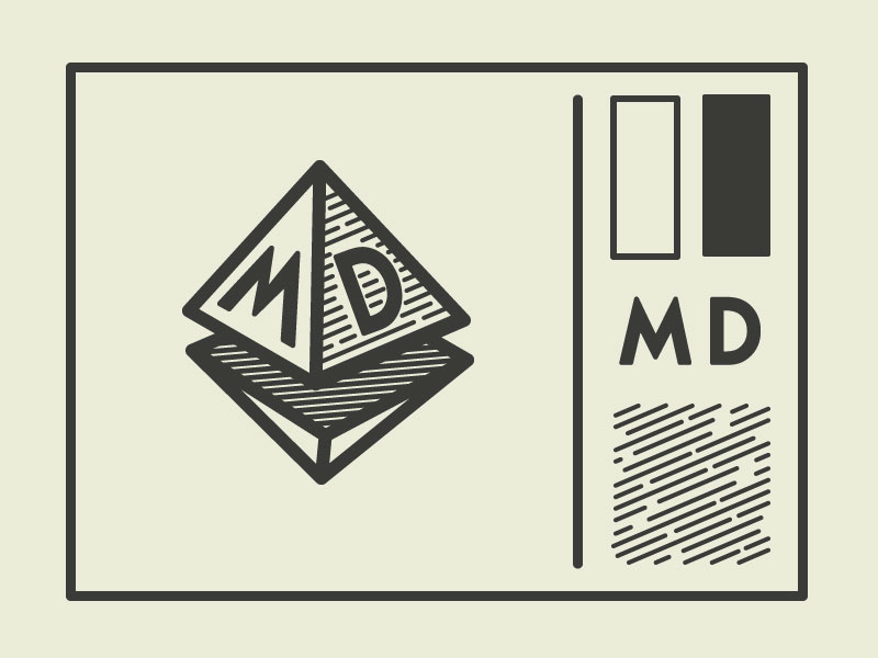 MD Logo Concept logo pyramid triangle initials pattern engraved branding