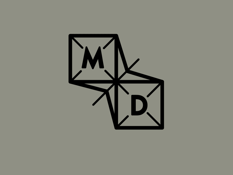 MD Logo Concept 3d branding icon logo mathematical measurement modern monogram perspective siminal simple