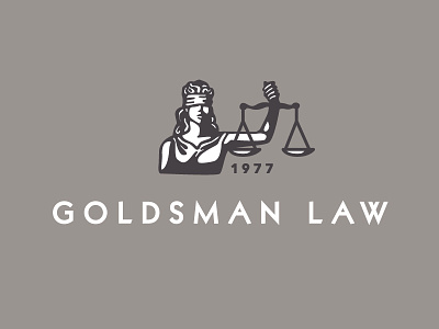 Goldsman Law Logo Concept branding classic classic icon justice lady justice law lawyer legal logo statue woman
