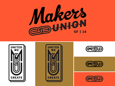 Makers Union Logo Concept Iteration bold bond brand branding chain gold link logo retro seal symbol union