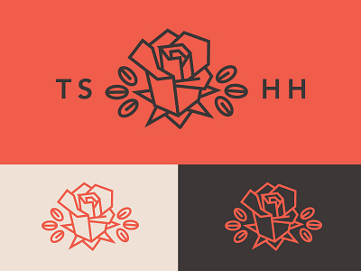 Rose Logo Emblem branding chocolate cocoa flower geometric icon logo minimal modern red rose