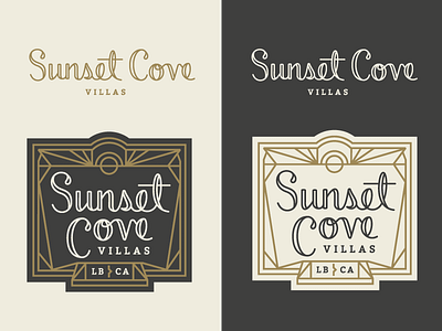 Sunset Cove Logo Concept branding deco logo luxury retro script seal typography vintage