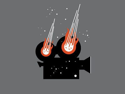 Meteor Cinema asteroid branding camera cinema film fire icon logo meteor movie space stars