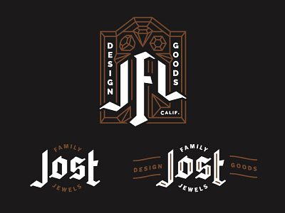 Jost Family Jewels Logo blackletter branding diamond gothic icon identity inline logo retro vintage