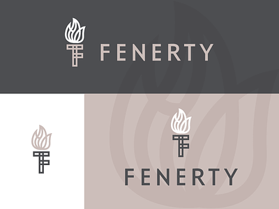 Fenerty logo concept for legal company brand branding fire flame law lawyer logo minimal modern torch