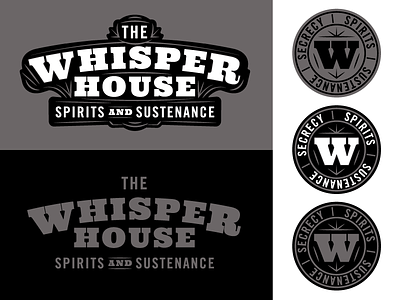 The Whisper House Speakeasy Logo System branding crest emblem logo prohibition restaurant retro seal slab speakeasy vintage whiskey