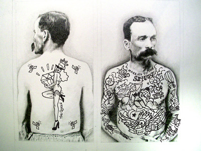 Mustachioed, Tattooed Carney: Sketch + Ink carney drawing illustration ink man mustache pen pencil portrait tattoos
