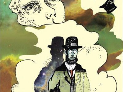 Art Print in the works absinthe clouds illustration lautrec stars top hat toulous