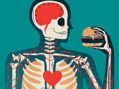 Nutrition Illustration For Beyond Meat Core Values Poster body bones brain diet food health heart nutrition skeleton veins