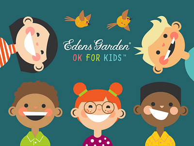 Illustrations for Edens Garden Ok For Kids Essential Oil Brand bird children cute face illustration kids minimal people simple