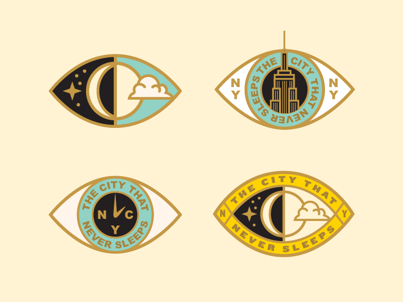 The City That Never Sleeps - Design Concepts day emblem empire state building eye icon illustration moon new york night nyc seal