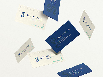 Sunset Cove Villas luxury vacation rentals business card designs branding business card collateral emboss hospitality hotel identity logo resort