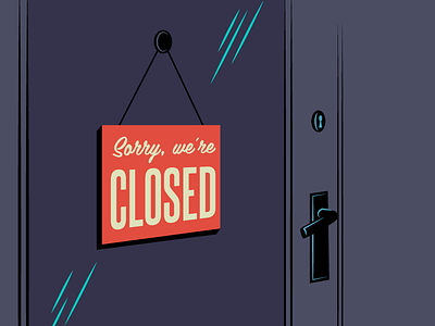 Encycle Illustration - Closed closed door glass sign store window