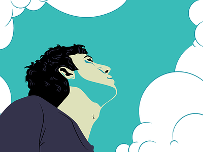 Encycle Illustration - Look Up chin clouds face human look up man person profile sky