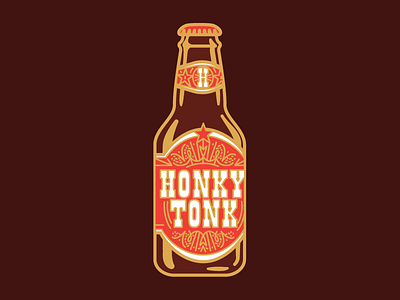 Honkey Tonk Enamel Pin Design for Odds and Sods alcohol beer bottle drinking drunk enamel pin honky tonk illustration lapel pin pin