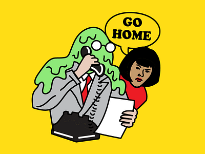 "Go home" illustration for Facebook Flu Season Sticker Pack booger business cold cough facebook flu ill monster people sick sneeze workplace