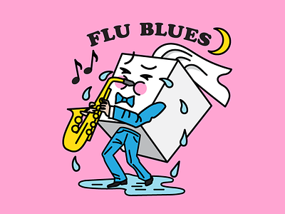 "Flu Blues" illustration for Flu Season Facebook Sticker Pack