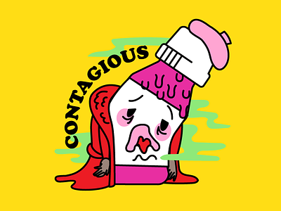 "Contagious" illustration for Facebook Flu Season sticker pack character cold contagious cough syrup facebook flu ill illustration sick