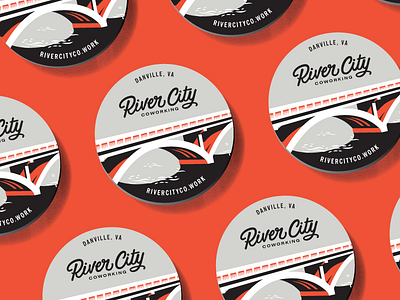 River City Coaster beer beverage branding bridge city coaster food identity restaurant retro river script