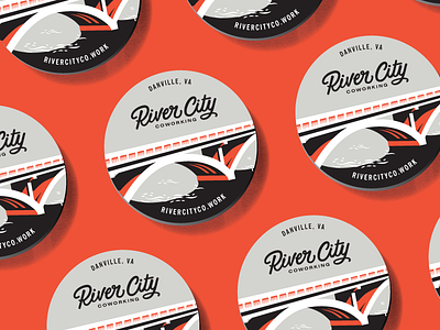 River City Coaster beer beverage branding bridge city coaster food identity restaurant retro river script