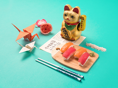 City Speakeasy Japanese Vignette chopsticks creative direction ducky cat japan japanese knolling origami photography props sushi
