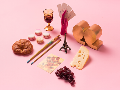 City Speakeasy French Vignette baguette cheese creative direction eiffel france french knolling macaroon paris photography props van gogh