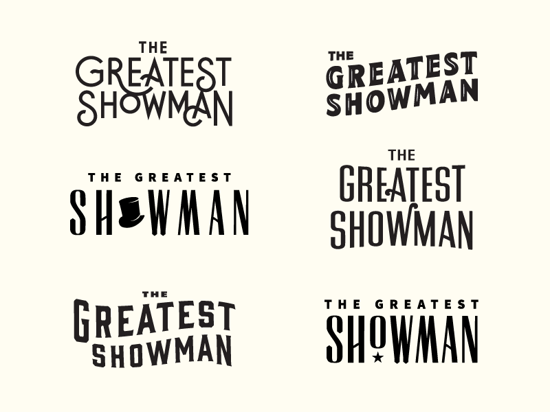 More logo concepts for The Greatest Showman movie branding circus hat identity logo movie retro swirl whimsical word mark