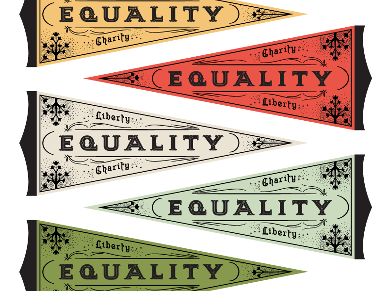 Equality Pennants banner embellished equality feminism flag pennant swashes vintage