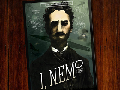 I Nemo Cover artwork book cover charcoal illustration illustrator nemo pencil steampunk submarine