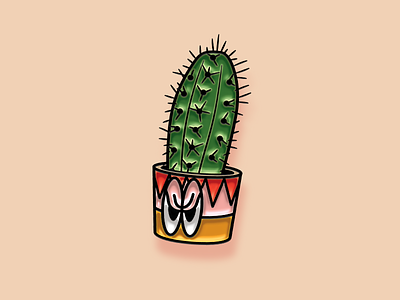 "Pinned" for Facebook Stickers - Cross Cacti angry cactus character enamel pin facebook mad plant sticker