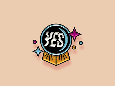 "Pinned" Facebook Sticker: Yes crystal ball enamel pin facebook future illustration magic sticker yes