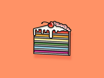 "Pinned" Facebook Sticker: Slice of Pride cake cherry dessert enamel pin facebook gay illustration lgbtq pride sticker