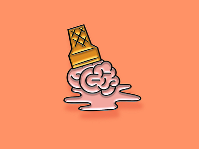 "Pinned" Facebook Sticker: Brain Melt brain cone enamel pin facebook ice cream idea illustration melting sticker