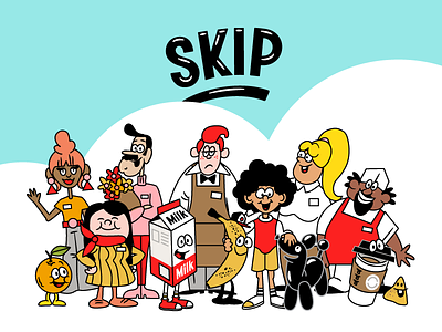 Characters and alternate logo for Skip checkout