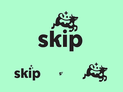 Skip - Another Logo Concept app bounce brand identity branding character cow fun logo mascot playful stars word mark