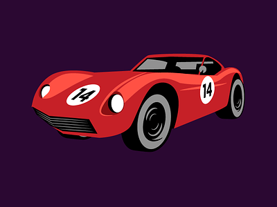 Vintage Red Race Car car illustration race car red vector vector illustration vintage car