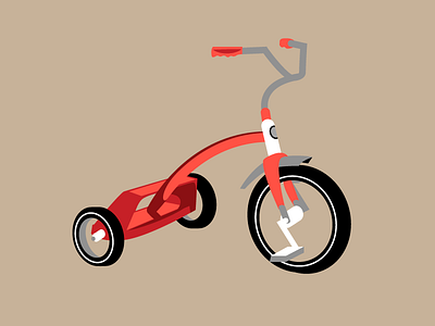 Vintage Red Trike brown illustrator kids toy red toy tricycle trike vector vector illustration