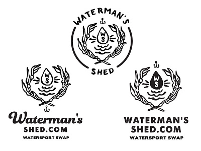Waterman's Shed - More Logo Concepts anchor hand drawn icon illustrator logo ocean retro seal seaweed shield stamp vintage waterman watersport