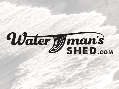 Waterman's Shed Logo Rough Concept distressed fin icon illustrator logo ocean retro script seal shield stamp surf surfboard surfing swash vintage waterman watersport