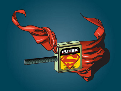 Futek Sensor Promotion Graphic cape illustration part red screw superhero superman techinical illustration technology vector