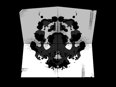 Rorshach Ink Blot Test black and white folded grunge halftone illustration ink ink blot ink blot test paper rorshach skull texture vector