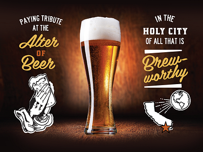 San Diego Beer Guide Progress Shot beer california editorial hand drawn illustration layout praying hands san diego script world